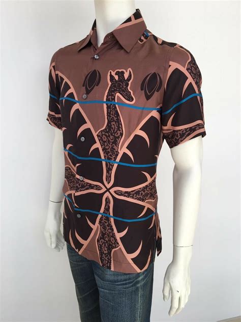 louis vuitton silk giraffe shirt|Utility Strip Silk Shirt .